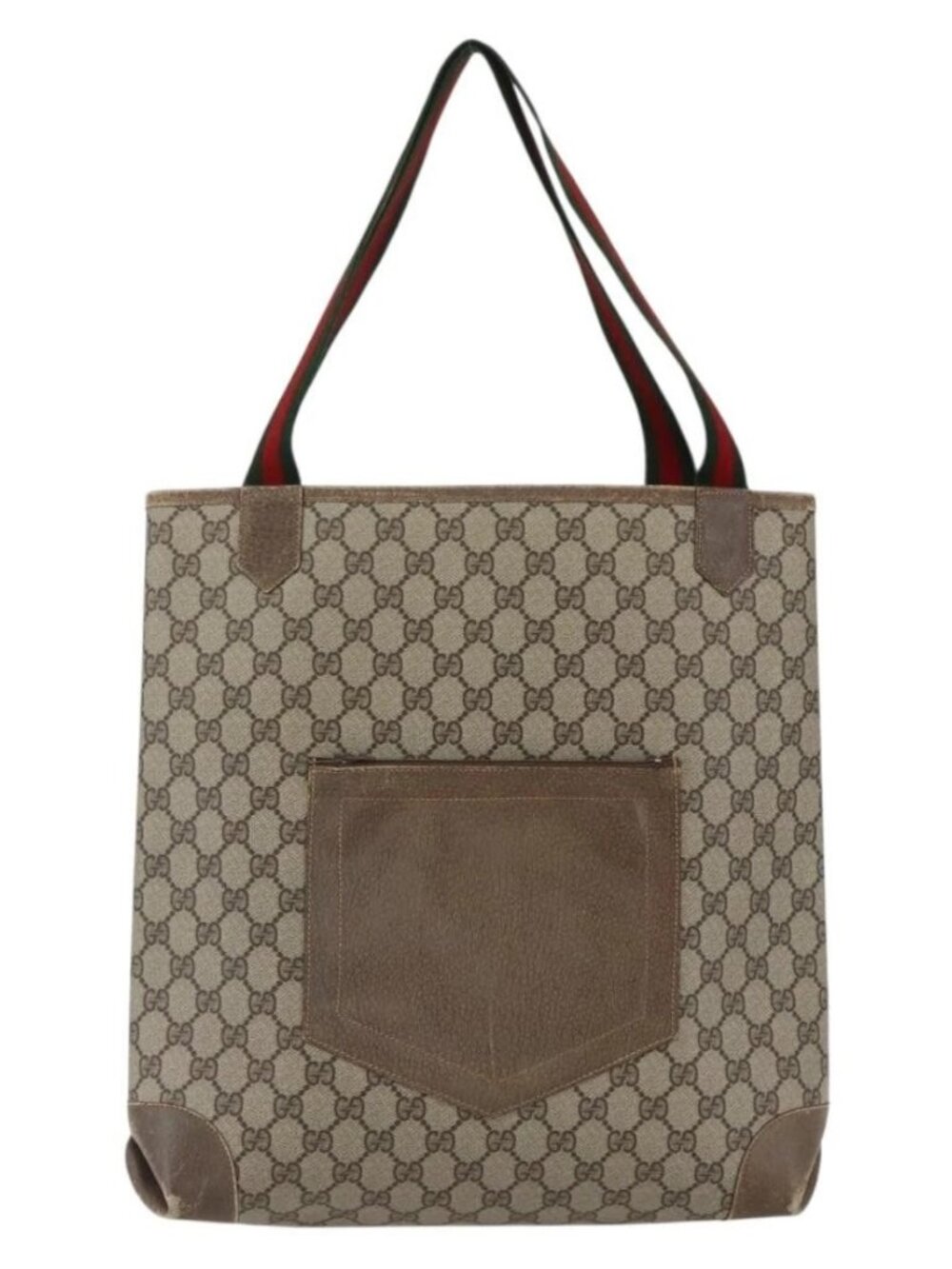 GUCCI GG Supreme Web Sherry Line Tote Bag PVC Beige Red Auth ep13075 - Picture 2 of 14